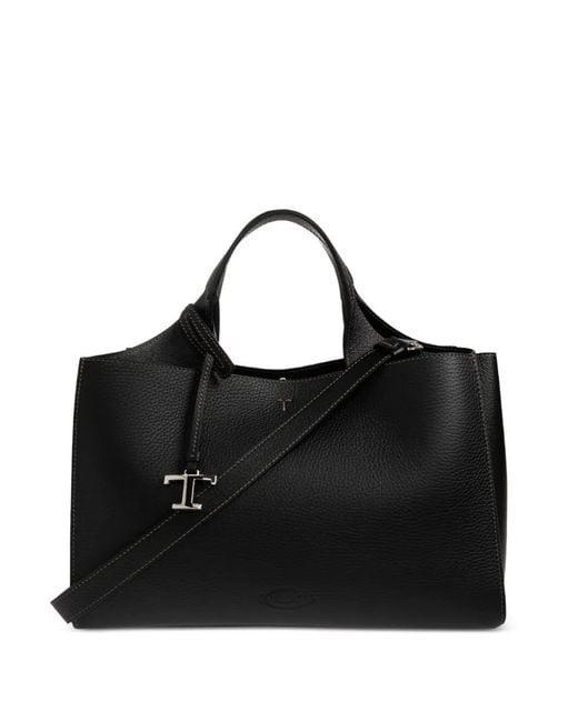 Tod's Black Small T Timeless Leather Tote Bag