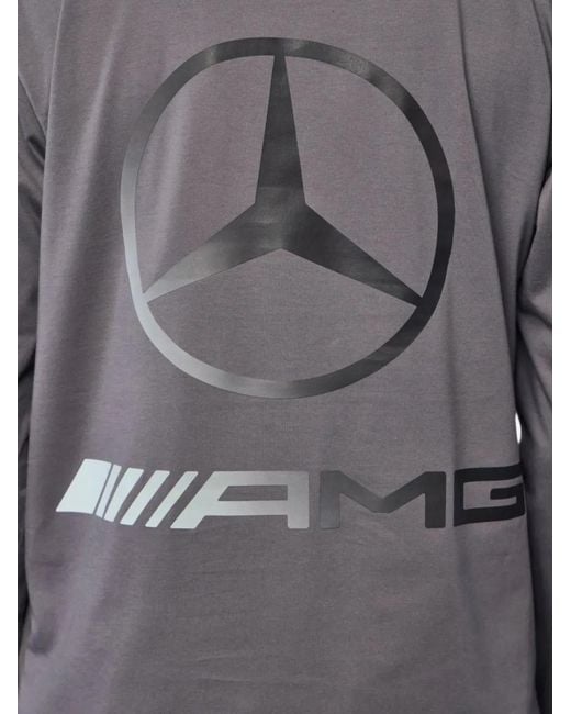 Y-3 Gray X Mercedes Chaos Long-Sleeve Graphic-Print T-Shirt for men