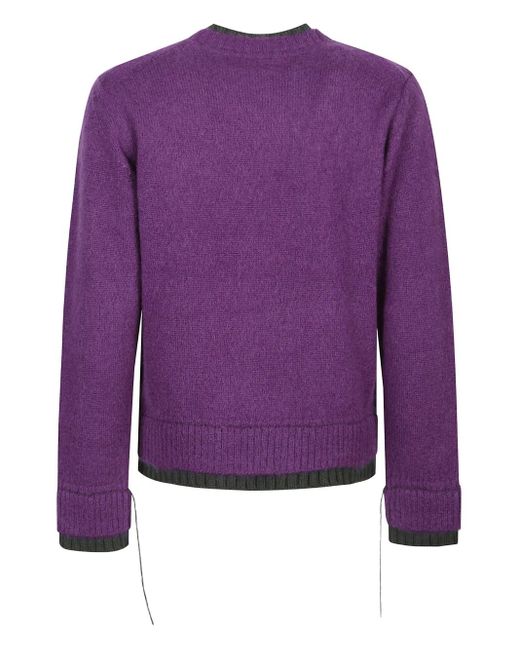 Sacai Purple Double-Layered Ribbed Sweater for men