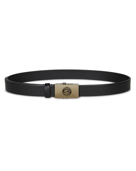 Etro Black Pegaso-Engraved Leather Belt for men