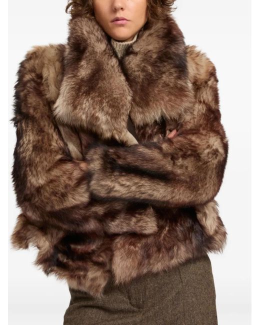 Yves Salomon Brown Shearling Jacket