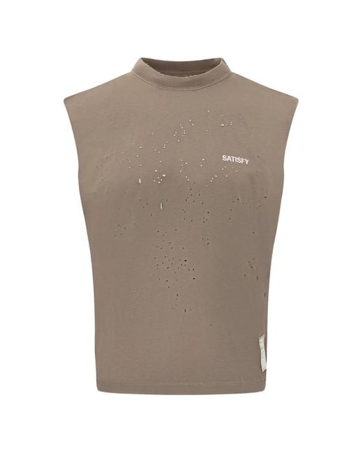 Satisfy Gray Mothtech Distressed-Effect T-Shirt for men