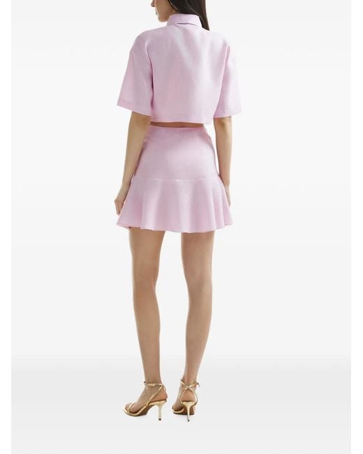 Mia Peculiar Pink Short-Sleeves Cropped Shirt