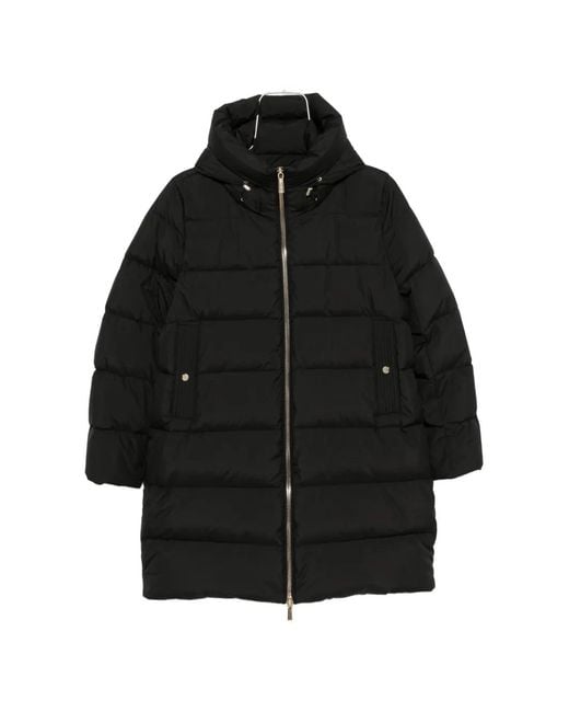 Moorer Black Klie Quilted Hooded Coat