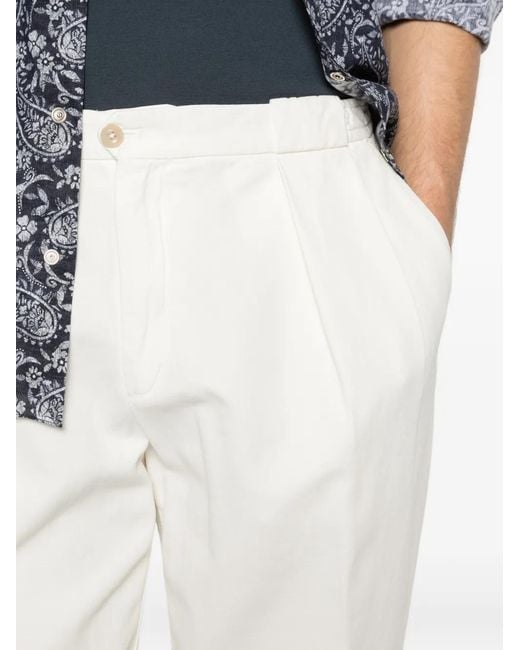 Briglia 1949 White Portobello-D Pleated Trousers for men