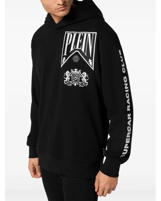 Philipp Plein Black Flame Racing Hoodie for men