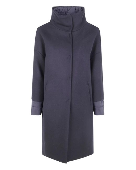 Herno Blue Lange Jacke Mit Stehkragen