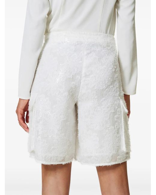 Twinset White Sequin-Embellished Shorts
