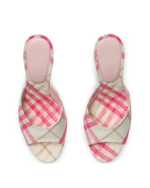 Burberry Pink Check Mews High Sandals