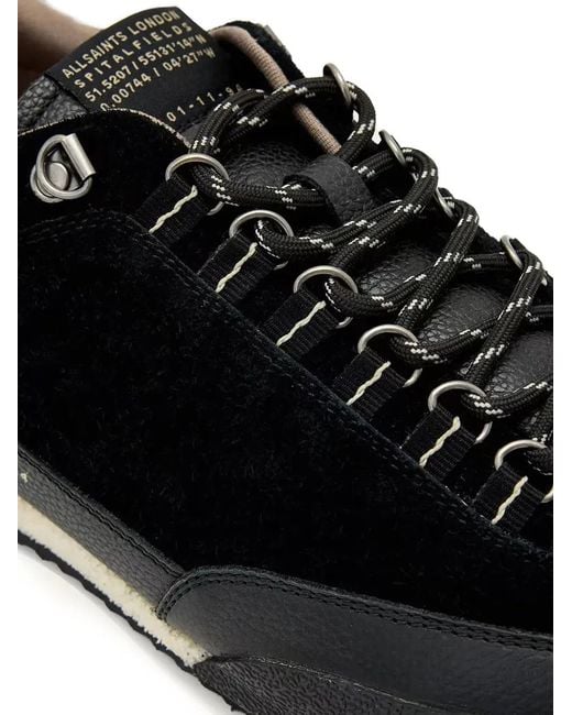 AllSaints Black Harri Suede Panelled Sneakers for men