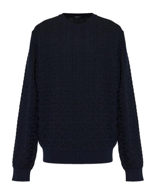 Balmain Blue Logo-Motif Sweater for men