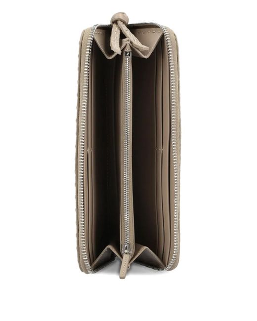 Fendi Gray Zip-Around Leather Wallet