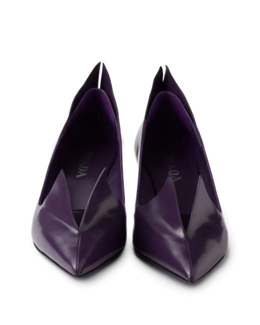 Prada Purple 55Mm Pointed-Toe Leather Pumps