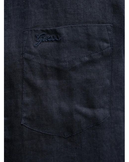 Guess Black Logo-Embroidered Pocket Shirt for men