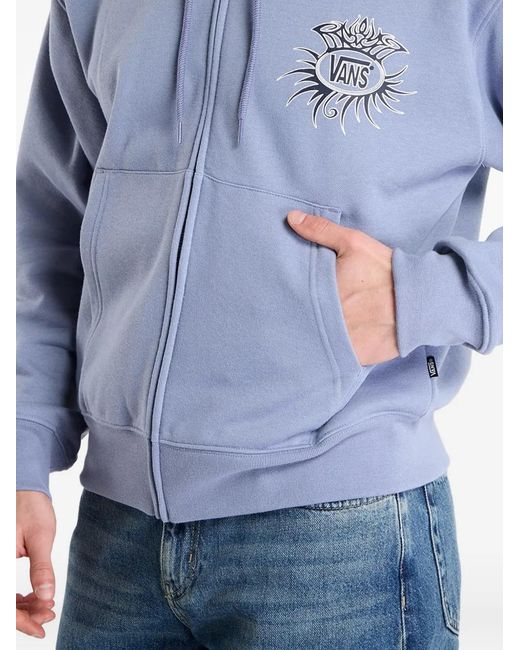 Vans Blue Logo-Print Zip-Up Hoodie for men