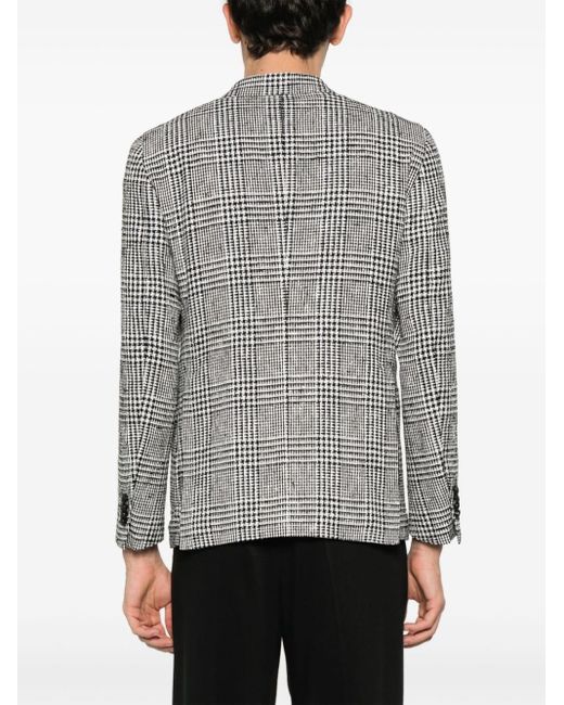 Tagliatore Gray Double-breasted Houndstooth Blazer for men