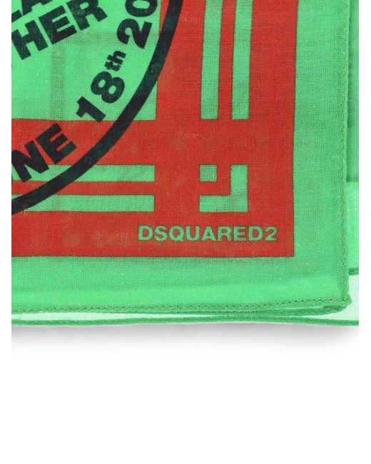DSquared² Green Logo-Print Scarf for men