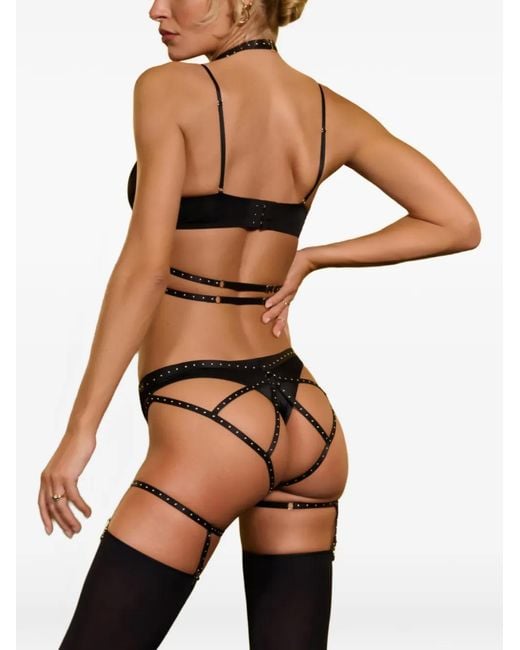 Maison Close Black Studded Cut-Out Briefs