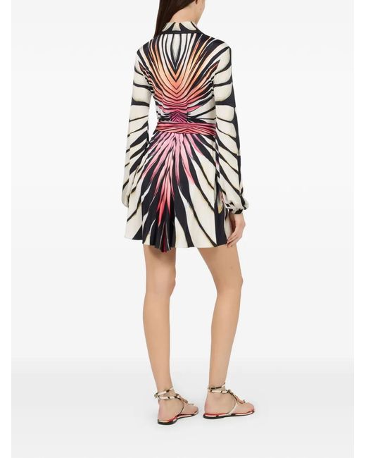 Roberto Cavalli White Ray Of Paradise Printed Mini Shirt Dress