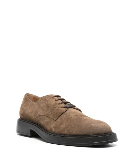 Tod's Brown Suede Derby Shoes for men