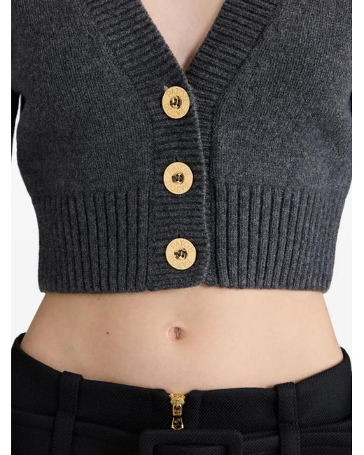 Patou Black Elbow-Patch Button Cardigan