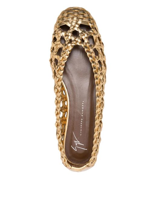 Giuseppe Zanotti Natural Georgia Cage Ballet Flats