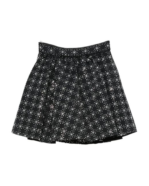 Maje Black Floral-Print A-Line Skirt