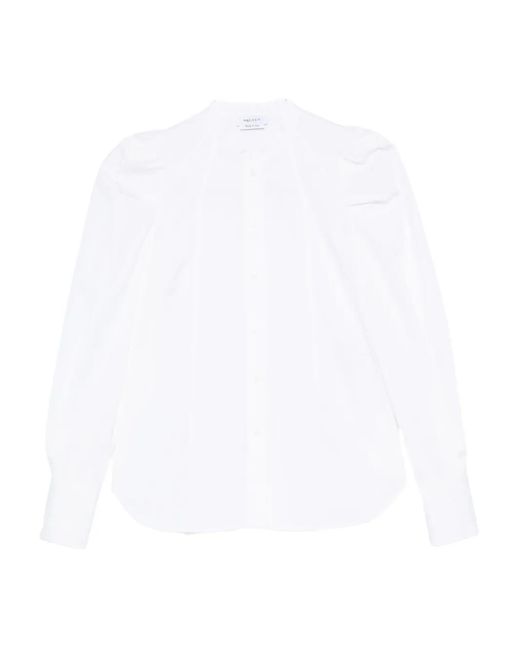 Alexander McQueen White Puff-Sleeve Button-Front Shirt