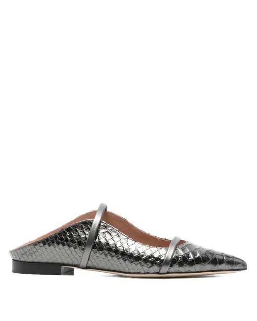 Malone Souliers White Leather Pointed-Toe Flats