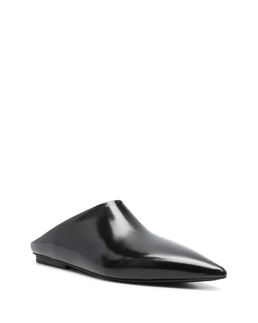 Marsèll Black Pointed-Toe Flat Leather Mules