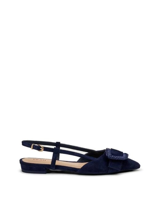 Frau Blue Buckle-Detail Suede Slingback Pumps
