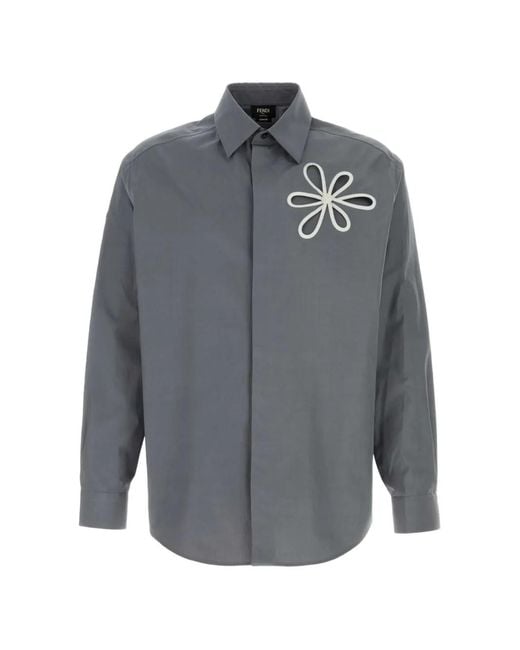 Fendi Gray Long Sleeves Shirt for men