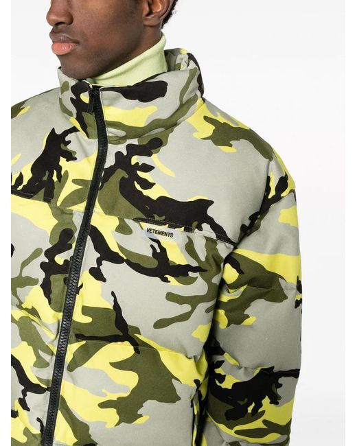 Vetements Yellow Camouflage-Print Puffer Jacket