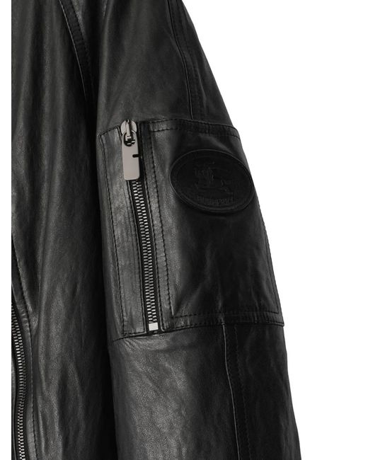 Burberry Black Leather Jacket for men