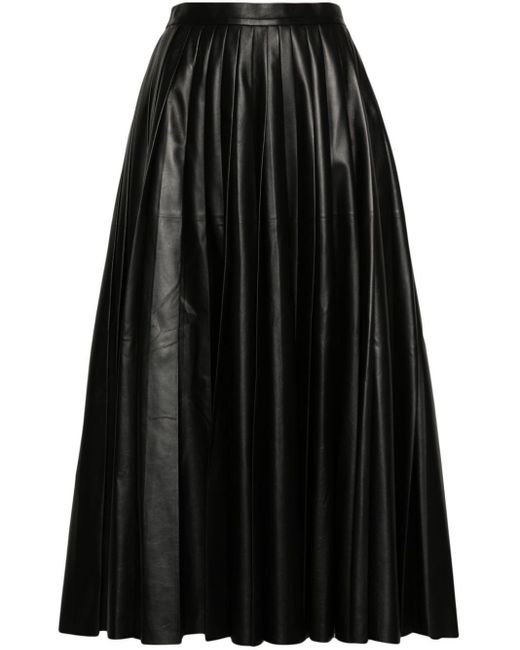 Fabiana Filippi Black Pleated Leather Skirt