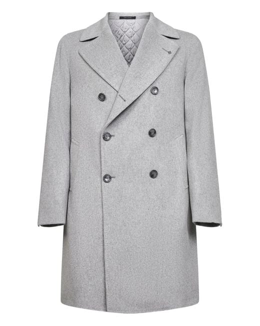 Tagliatore Gray Double-Breasted Coat for men