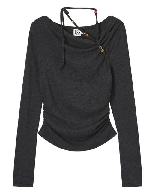 Top Con Cuello Drapeado B+ AB de color Black