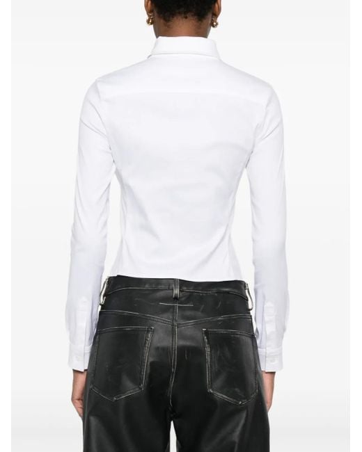 Balenciaga White Ruched Long-Sleeve Shirt