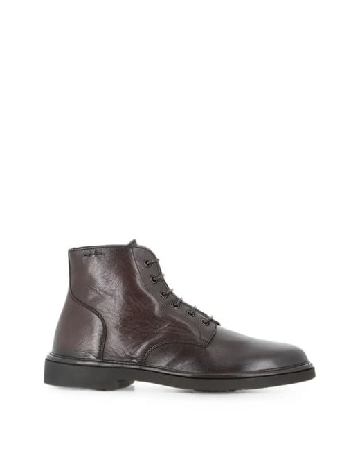 Alexander Hotto Brown Lace-Up Leather Ankle Boots for men
