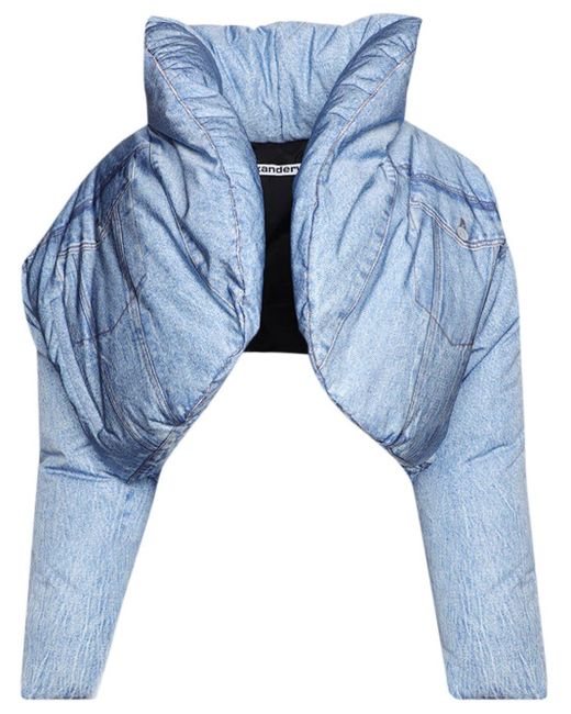 Alexander Wang Blue Trompe L'oeil Print Puffer Jacket - Women's - Nylon/polyester/feather Down