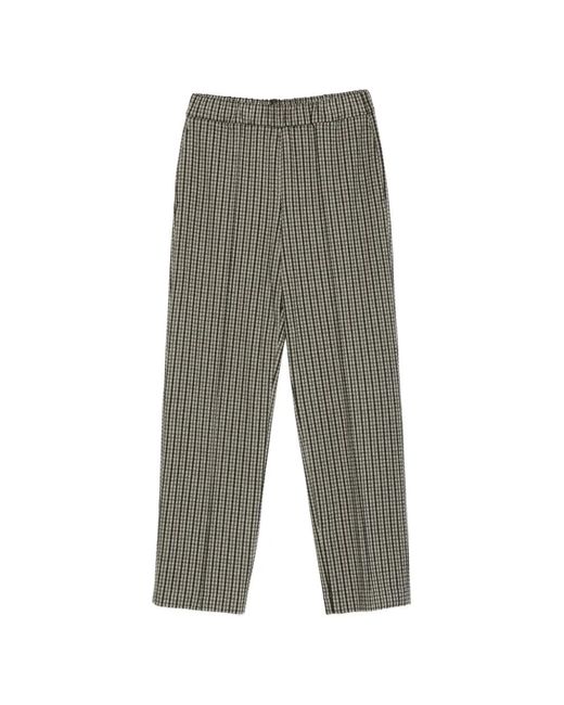 Fabiana Filippi Gray Check-Pattern Straight-Leg Trousers