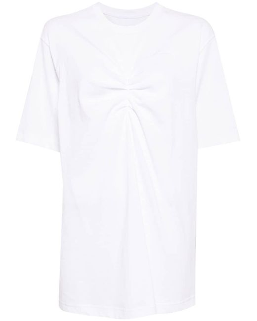 JNBY White Ruched Short-sleeved T-shirt