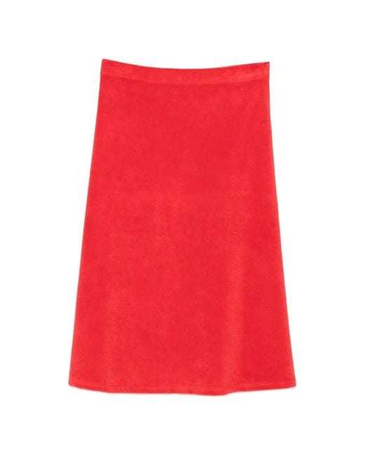 Suzie Kondi Red Sienna Terry-Cloth Midi Skirt