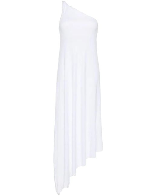 Robe Nervurée À Design Asymétrique À Une Épaule Pink en coloris White