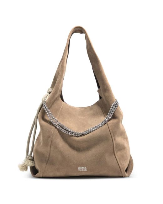 Bimba Y Lola Natural Chain Drawstring Shoulder Bag