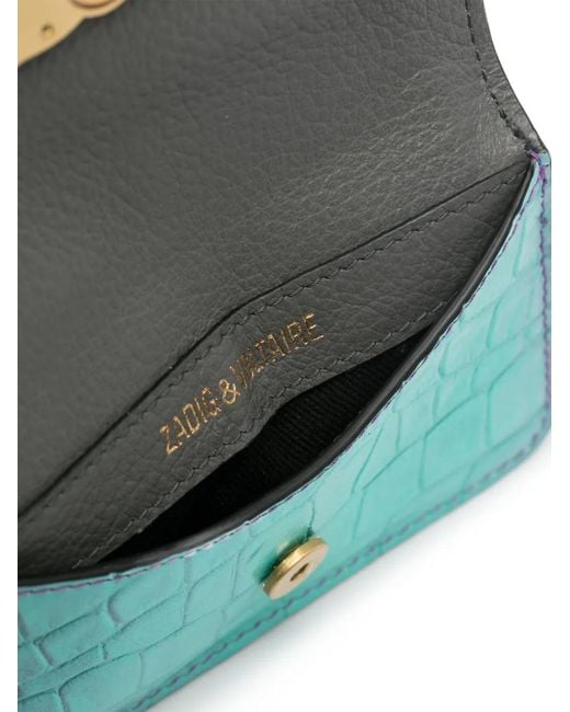 Zadig & Voltaire Blue Borderline Logo-Plaque Leather Wallet