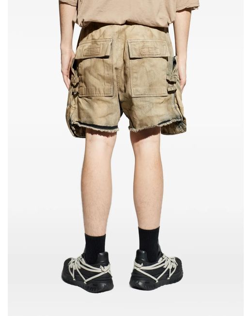 Rick Owens Natural Frayed Pocket Shorts for men
