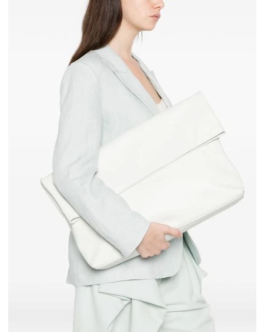 Herskind Women's White Foldover Leather Shoulder Bag