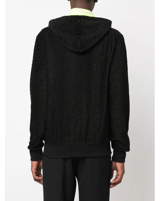 Balmain Black Logo-Print Hoodie for men
