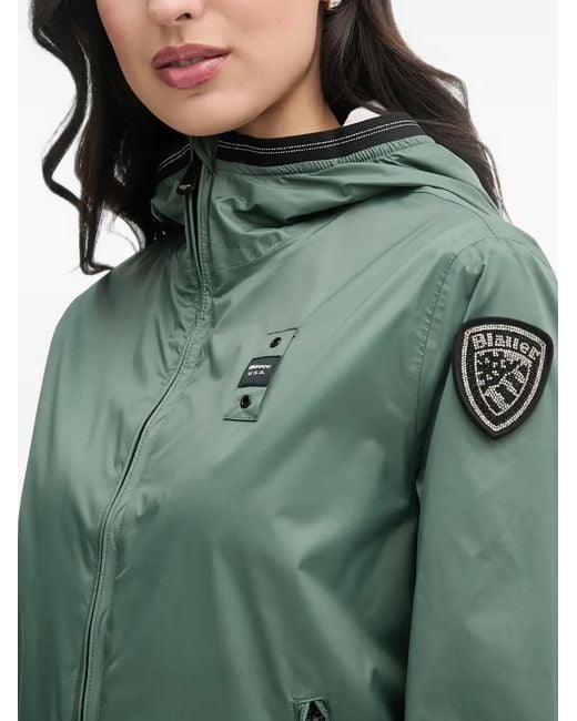 Blauer Green Anawan Logo-Patch Hooded Lightweight Jacket